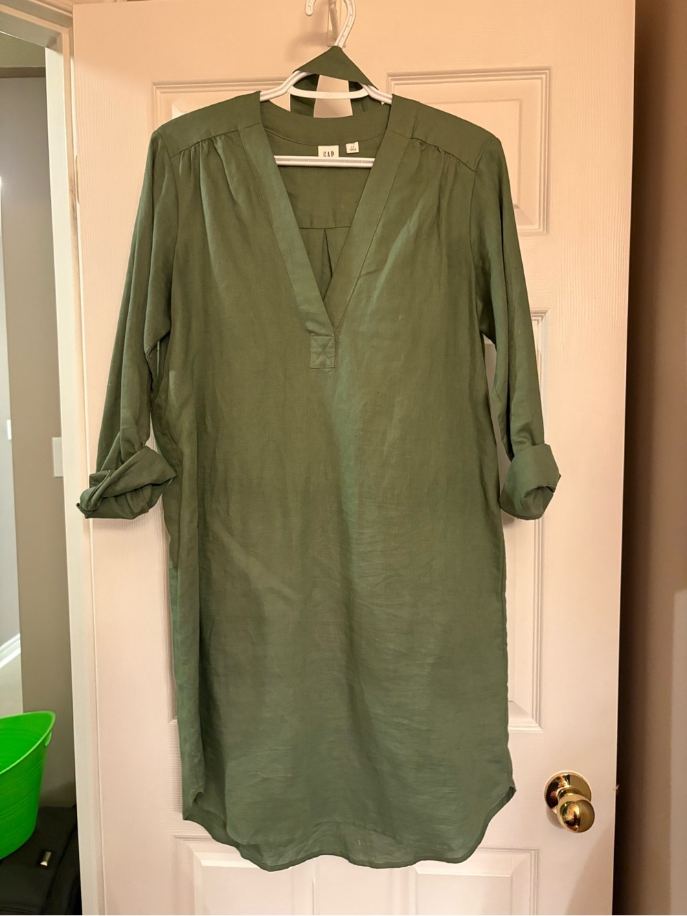 GAP Olive Green linen V-Neck Tunic